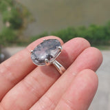 Scenic Dendrite Silver Ring, Sterling Silver ring, Solitaire Ring, Oval Cut Scenic Dendrite Agate, Handmade Silver ring, Unique Gift, size 8