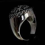 Excellent crafted Men's antiqued Viking Sterling Silver Travel Ring - BikeRing4u