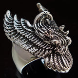 Excellent crafted Men's Eagle Ring spread Wings Sterling Silver 925 - BikeRing4u