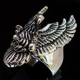 Excellent crafted Men's Eagle Ring spread Wings Sterling Silver 925 - BikeRing4u