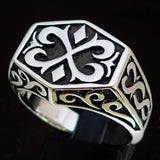 Excellent crafted Men's Medieval Ring Oriental Crest Sterling Silver 925 - BikeRing4u