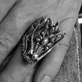 Excellent crafted shiny Men's Animal Ring Male Dragon - Sterling Silver - BikeRing4u