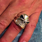 Excellent crafted Men's Biker Ring winking Gnome Skull - Sterling Silver - BikeRing4u
