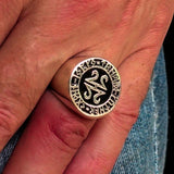 Nicely crafted Men's ancient Viking Runes Ring Black - Sterling Silver - BikeRing4u
