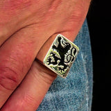 Perfectly crafted Men's Rampant Lion Ring Black - Sterling Silver - BikeRing4u