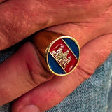Perfectly crafted Men's round Flag Ring Cambodia - Solid Brass - BikeRing4u