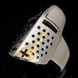 Excellent crafted Sterling Silver Medieval Ring Knight Helmet - BikeRing4u