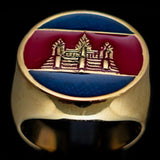 Perfectly crafted Men's round Flag Ring Cambodia - Solid Brass - BikeRing4u