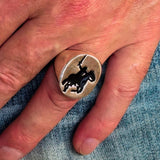 Excellent crafted Men's Black Riding Knight Ring - Sterling Silver - BikeRing4u