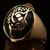 Excellent crafted Men's Aquarius Ring antiqued Zodiac - Solid Brass - BikeRing4u