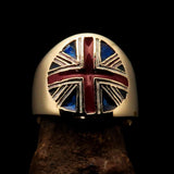 Perfectly crafted Men's Union Jack Flag Ring United Kingdom - solid Brass - BikeRing4u