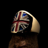 Perfectly crafted Men's Union Jack Flag Ring United Kingdom - solid Brass - BikeRing4u