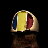 Perfectly crafted Men's National Flag Ring Romania - solid Brass - BikeRing4u
