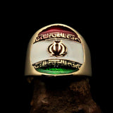 Perfectly crafted Men's National Flag Ring Iran - solid Brass - BikeRing4u