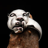 Excellent crafted Sterling Silver Animal Ring Lioness female Lion - BikeRing4u