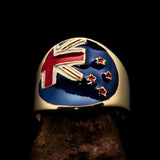 Perfectly crafted Men's National Flag Ring New Zealand - solid Brass - BikeRing4u