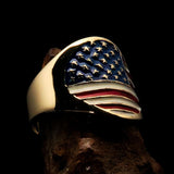 Perfectly crafted Men's National Flag Ring United States - solid Brass - BikeRing4u