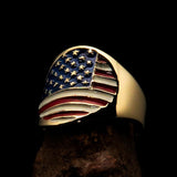 Perfectly crafted Men's National Flag Ring United States - solid Brass - BikeRing4u