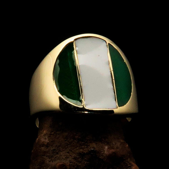 Perfectly crafted Men's National Flag Ring Nigeria - solid Brass - BikeRing4u