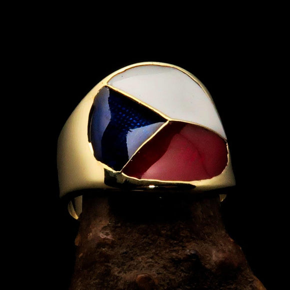 Perfectly crafted Men's National Flag Ring Czech Republic - solid Brass - BikeRing4u