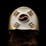 Perfectly crafted Men's National Flag Ring South Korea - solid Brass - BikeRing4u