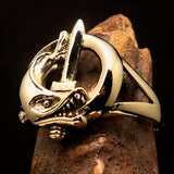 Excellent crafted Fish and Sword Combat Diver Ring - Solid Brass - BikeRing4u