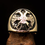 Excellent crafted ancient Men's Black Twin Head Eagle Ring - Solid Brass - BikeRing4u