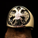 Excellent crafted ancient Men's Black Twin Head Eagle Ring - Solid Brass - BikeRing4u