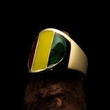 Perfectly crafted Men's National Flag Ring Guinea - solid Brass - BikeRing4u