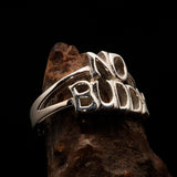 Well made 2 Word Ring NO BUDDY bold Letters - Sterling Silver - BikeRing4u