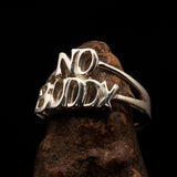 Well made 2 Word Ring NO BUDDY bold Letters - Sterling Silver - BikeRing4u
