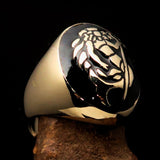 Excellent crafted Men's Aquarius Ring Black Zodiac - Solid Brass - BikeRing4u