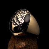 Excellent crafted Men's Aquarius Ring Black Zodiac - Solid Brass - BikeRing4u