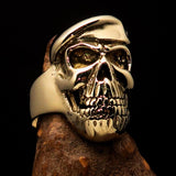 Excellent Crafted Men's Drill Sergeant Army Skull Ring - Solid Brass - BikeRing4u