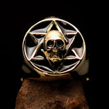 Excellent crafted Men's Biker Ring Black Hebrew Skull - Solid Brass - BikeRing4u
