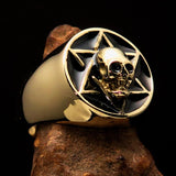 Excellent crafted Men's Biker Ring Black Hebrew Skull - Solid Brass - BikeRing4u