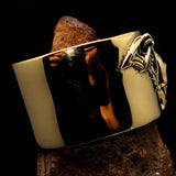 Excellent crafted winged Bat Skull Ring - antiqued Brass - BikeRing4u