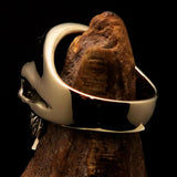Excellent crafted Men's Communist Skull Ring black Hammer Sickle - solid Brass - BikeRing4u