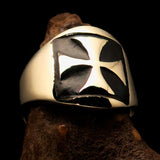 Excellent crafted Men's black Iron Cross Biker Ring - Solid Brass - BikeRing4u