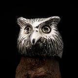 Excellent crafted Men's Biker Ring Owl Head Sterling Silver 925 - BikeRing4u