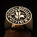 Excellent crafted Men's Templar Knight Seal Ring antiqued - Solid Brass - BikeRing4u