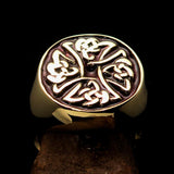 Perfectly crafted Men's Ring Celtic Birgit's Cross Red - Solid Brass - BikeRing4u