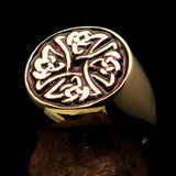 Perfectly crafted Men's Ring Celtic Birgit's Cross Red - Solid Brass - BikeRing4u