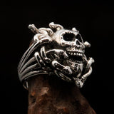 Excellent crafted Men's Medusa Head Skull Ring - antiqued Sterling Silver - BikeRing4u