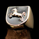 Perfectly crafted Men's Ring Horse Coat of Arms black - Solid Brass - BikeRing4u