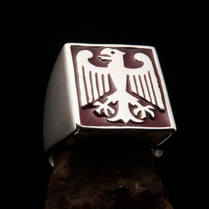 Perfectly crafted Men's German Eagle Seal Ring Red - Sterling Silver - BikeRing4u