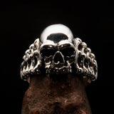 Excellent crafted Men's Biker Ring Skull and Bones - Sterling Silver - BikeRing4u