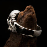 Excellent crafted Men's Biker Ring Skull and Bones - Sterling Silver - BikeRing4u