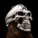 Excellent crafted Men's Gamer Ring Black Biohazard Skull - Sterling Silver 925 - BikeRing4u