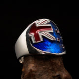 Excellent crafted Men's National Flag Ring New Zealand - Sterling Silver - BikeRing4u